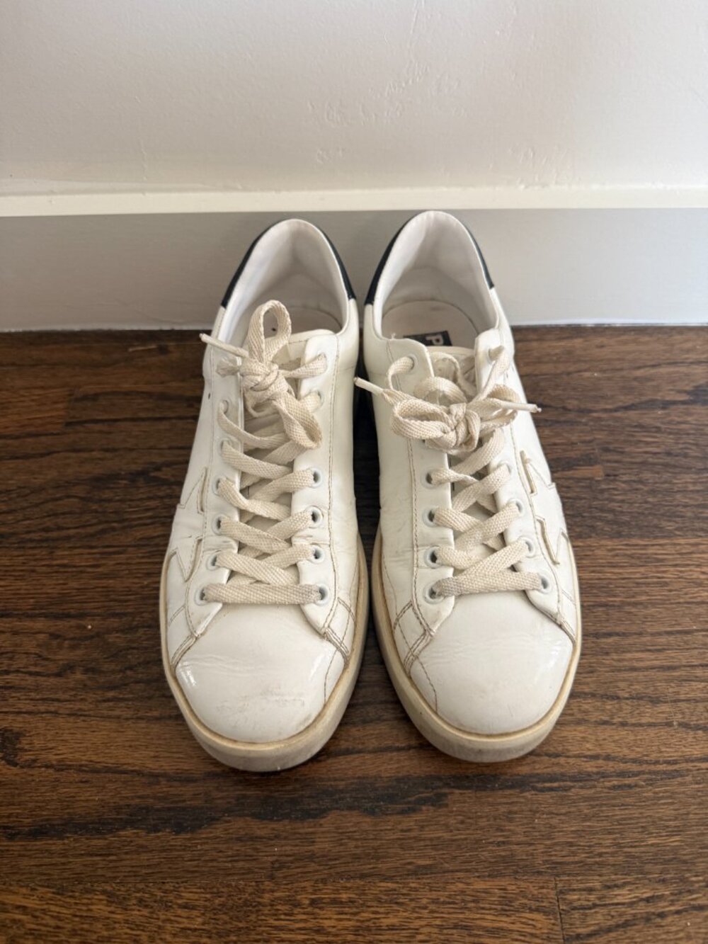Golden Goose PureStar Sneakers, White/Black Size 38 - Picture 2 of 4